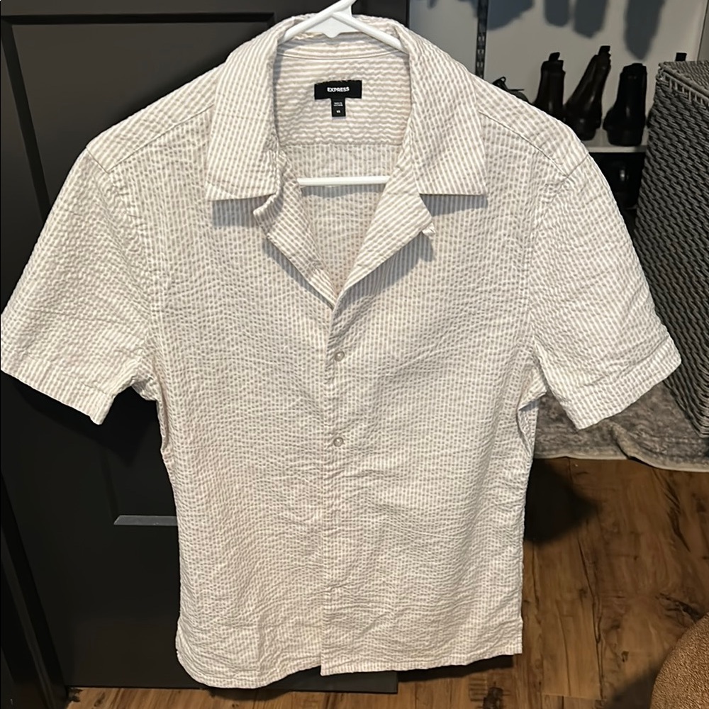 Express White Short Sleeve Men's Shirt